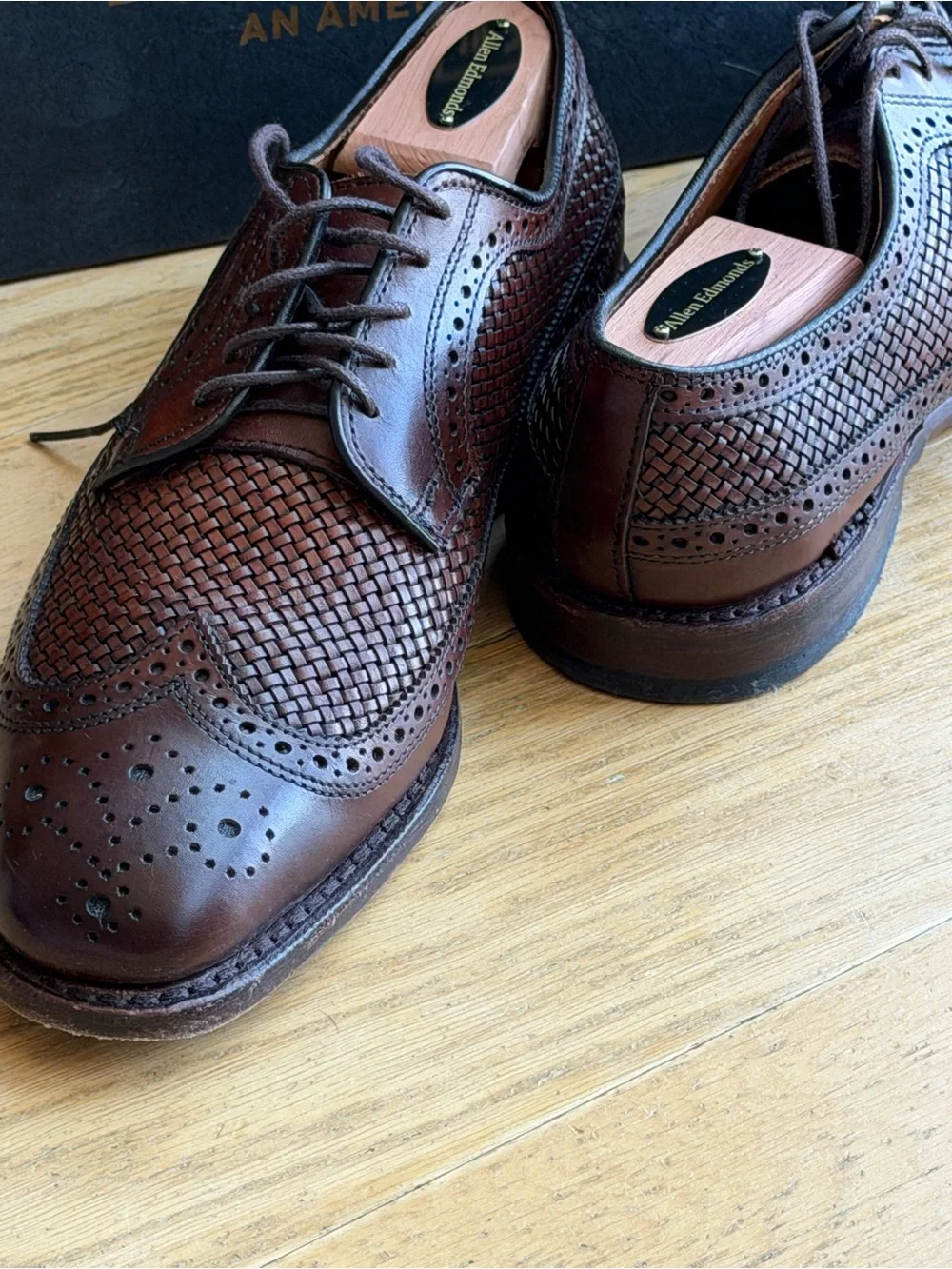 Allen Edmonds Brown Woven Leather Derby Shoes